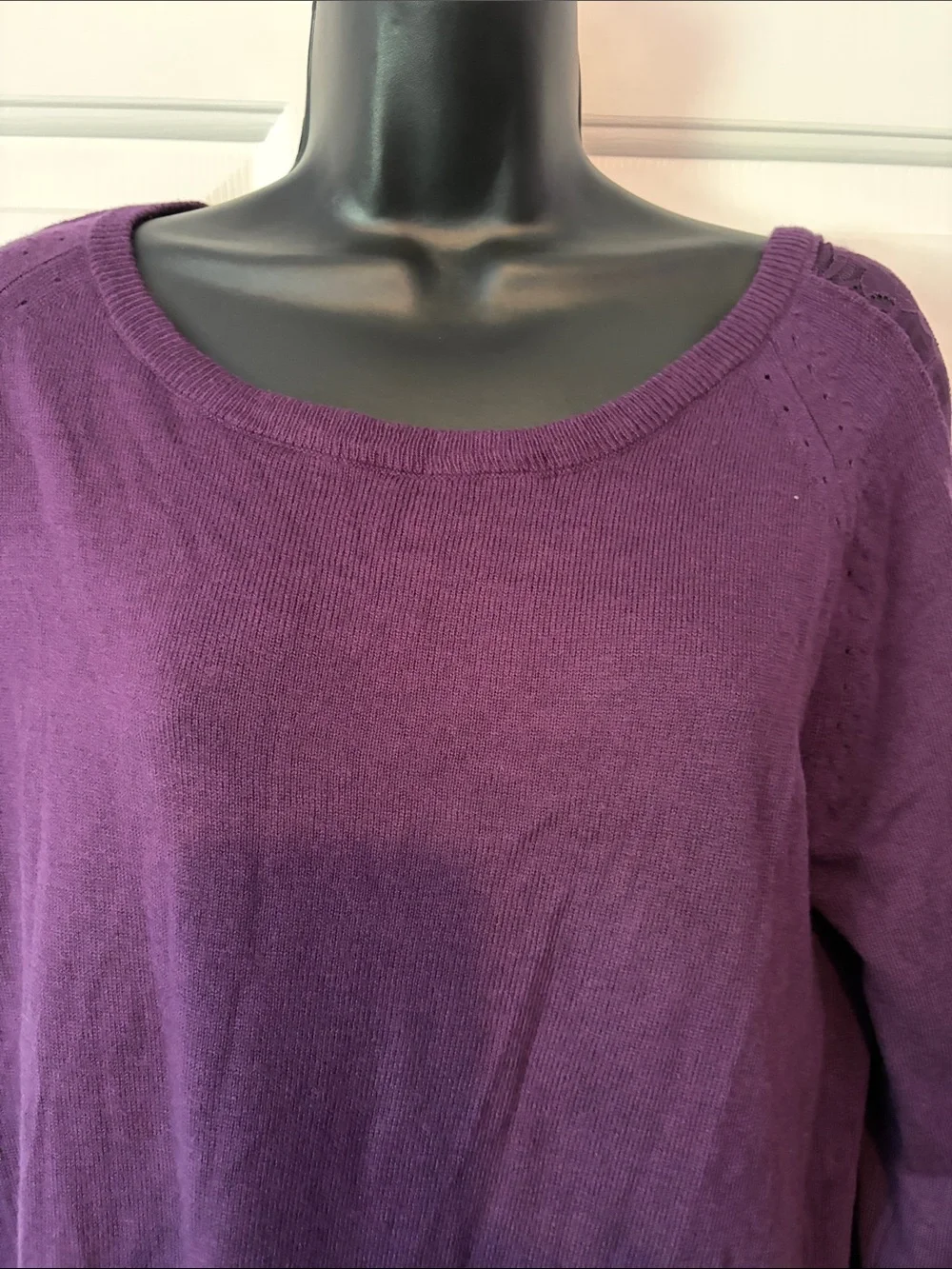 Torrid Dark Purple Lace-Hem Sweater NWT with lace shoulders and back size 0X