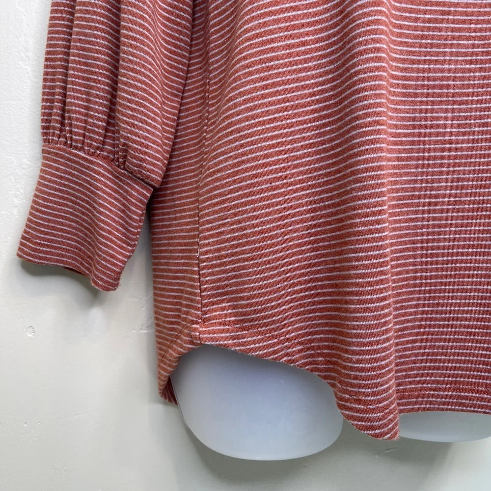 Mododoc LA | Retro Inspo Rust Stripe Statement Sleeve Soft Boxy T-Shirt