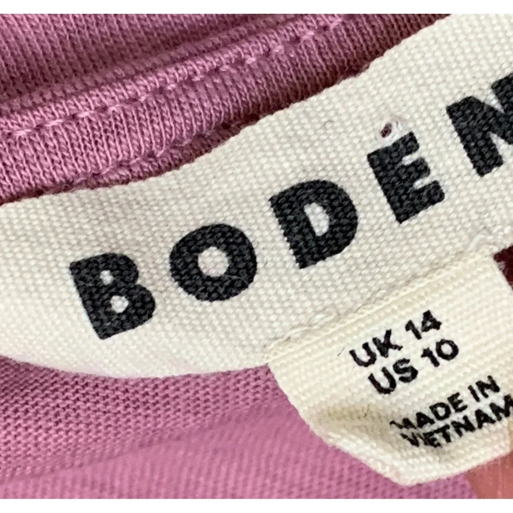 Boden Women's Pink Eyelet Embroidered Puff Sleeve Slub  Top US 10