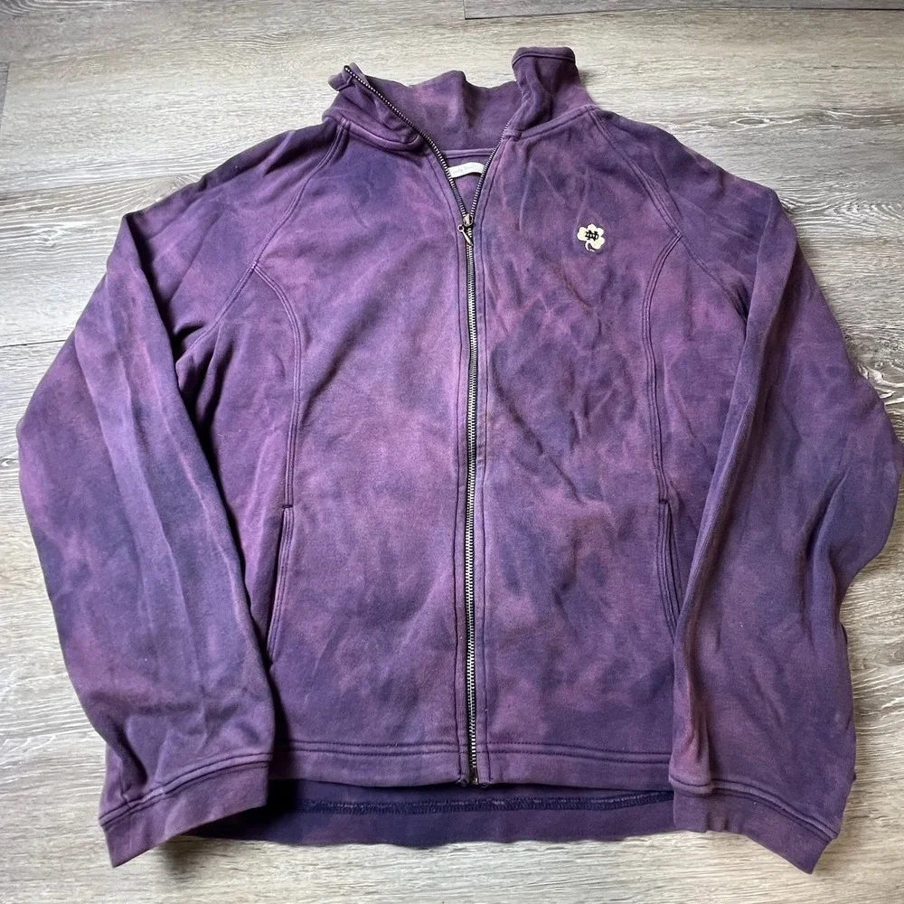 Lady Vesta Jacket Womens XL Purple Notre Dame Supima Cotton Zip Up Sweatshirt