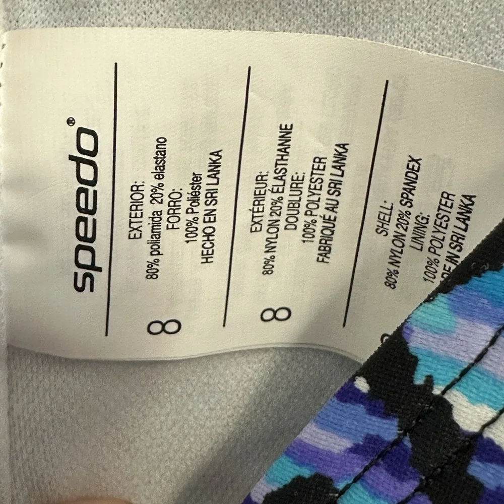 Speedo One Piece Performance Swimsuit Size 8 Blue Purple V Neck Beach Wear