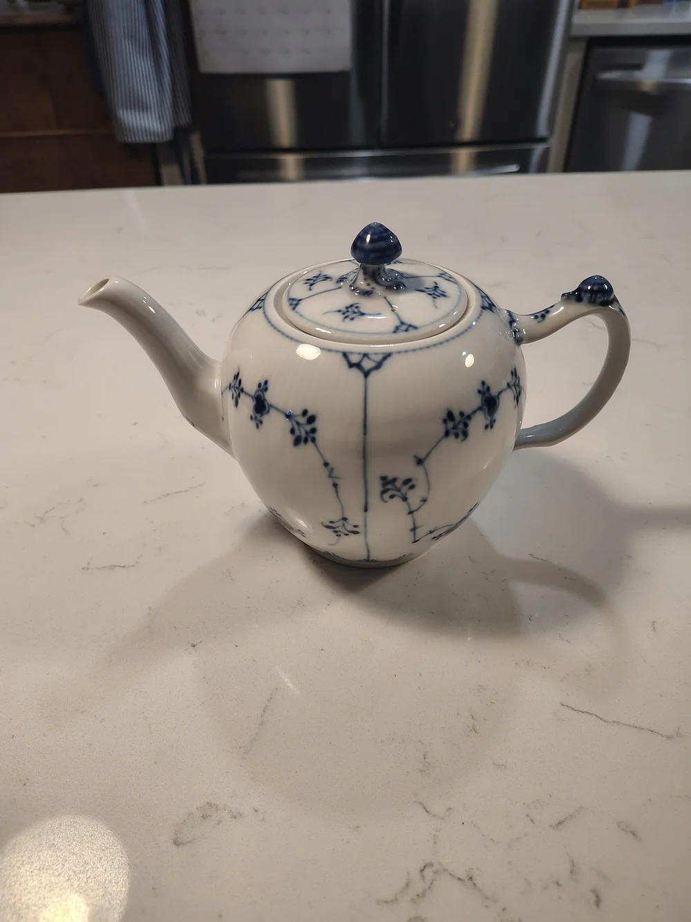 Royal Copenhagen Blue and White Floral Porcelain Teapot