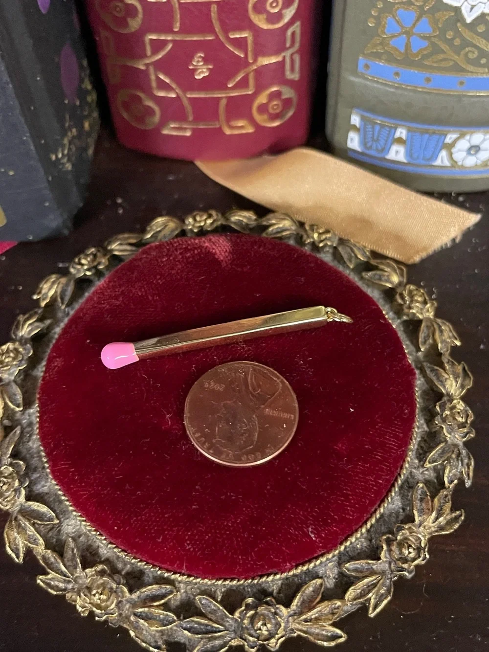 Pink and Gold Matchstick Pendant