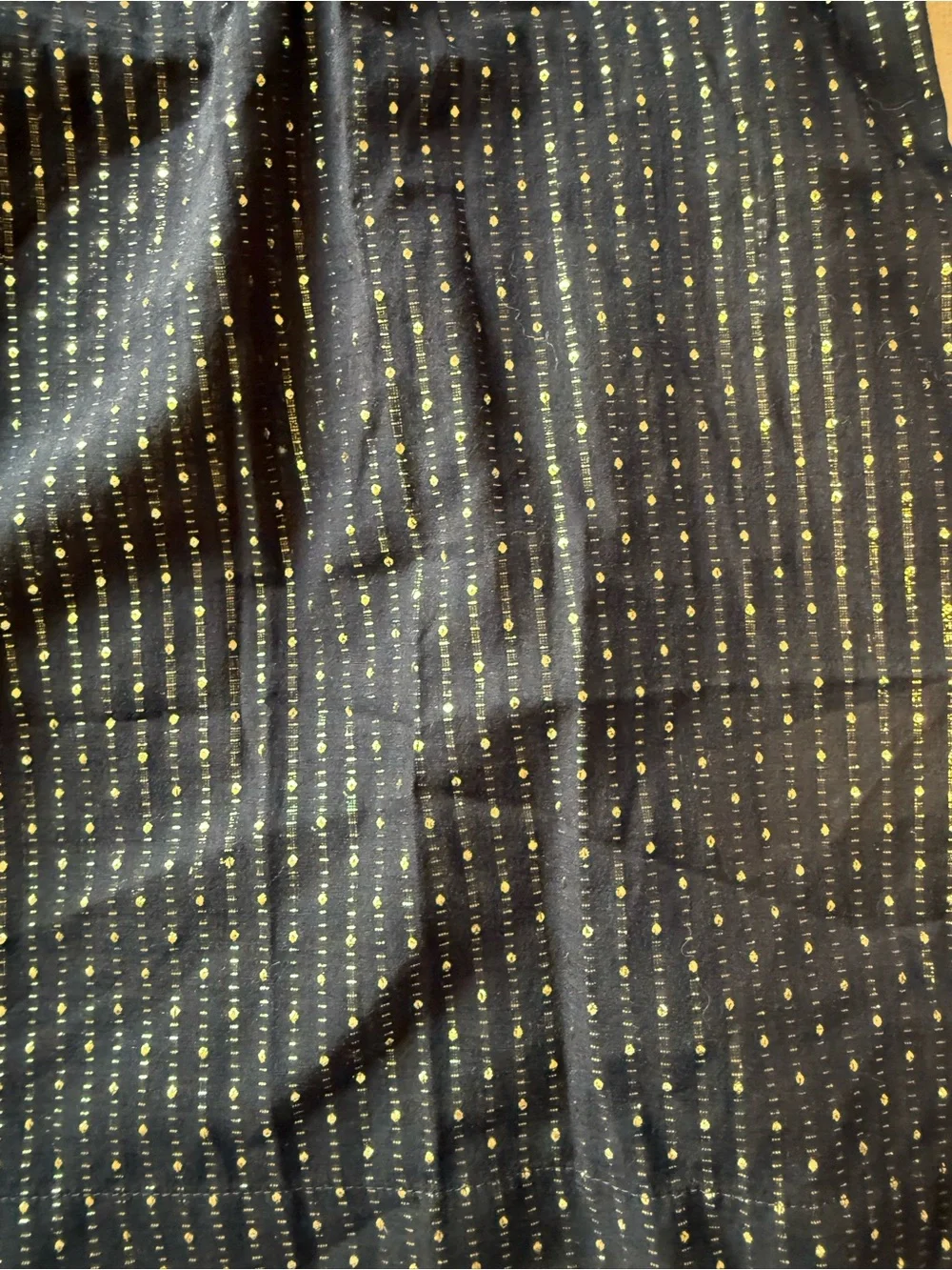 J. Crew Black Blouse with Gold Metallic Dots