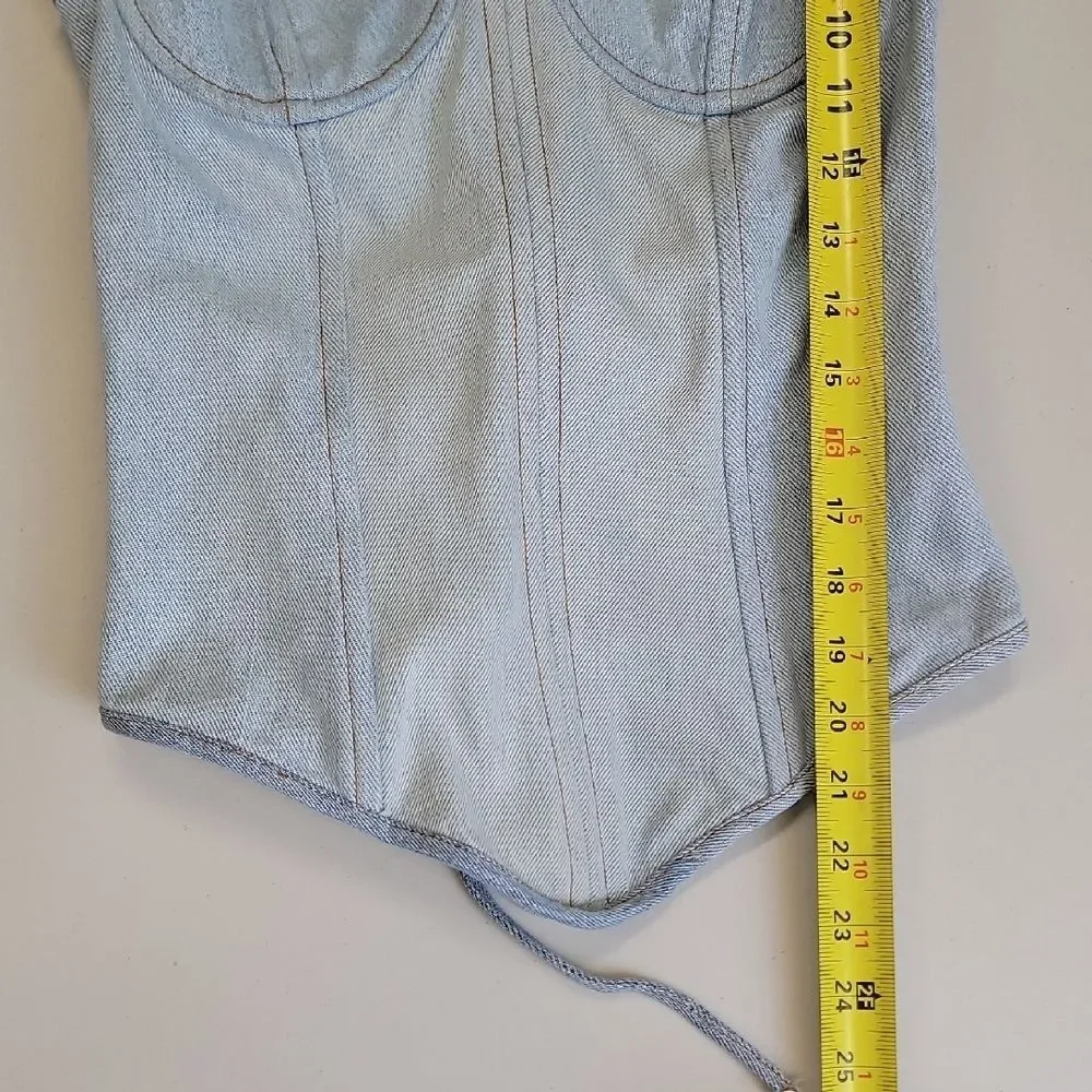 EB Denim Fairygrunge Corset Fitted Tank Top Blue Size S Y2K