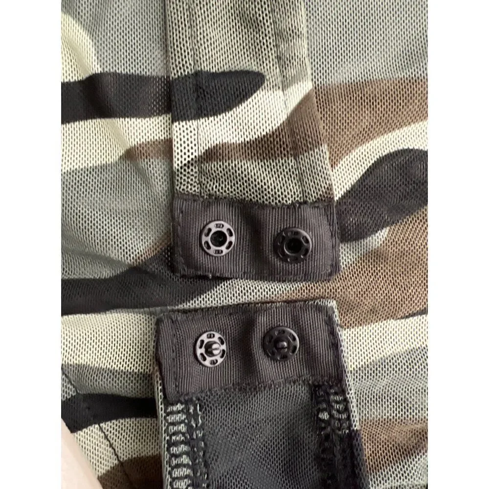 Derek Heart Women High Neck Mesh Camo Bodysuit Size S