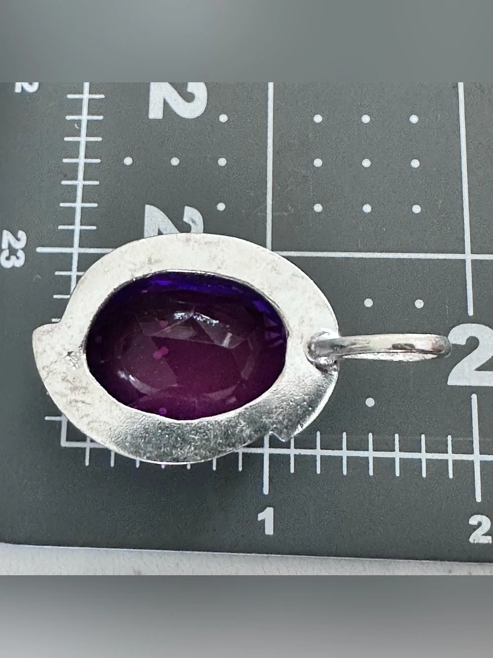 Artisan Silver Pendant with Vivid Purple lab created, amethyst Faceted Stone