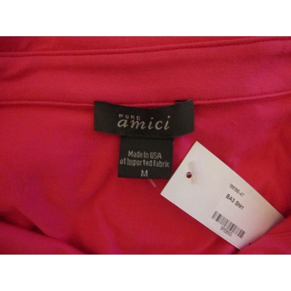 Pure Amici Shirt NWT Pink Button Front Blouse Bamboo Womens Size M