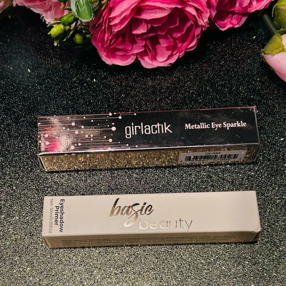 🌿 Girlactik METALLIC EYE SPARKLE EYESHADOW + BASIC BEAUTY Eyeshadow Primer