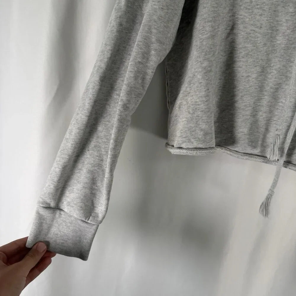 All Saints Cropped Sweatshirt Women's Small Grey Pullover Hooded Long Sleeve