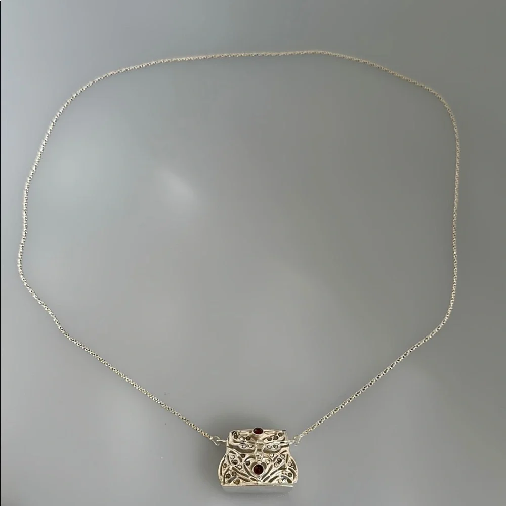 925 silver mini bag stones Pendant Necklace