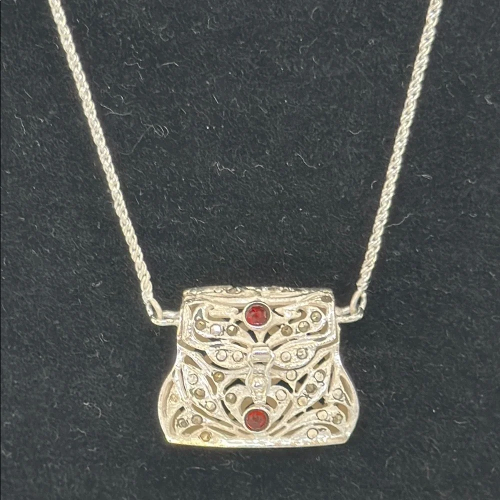 925 silver mini bag stones Pendant Necklace