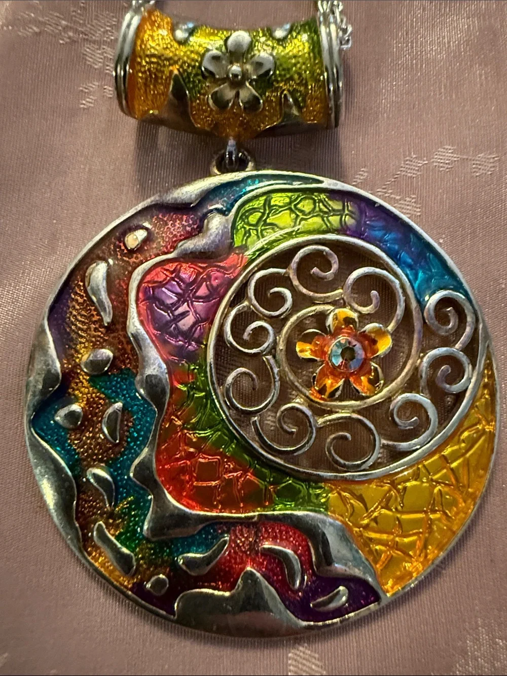 Multicolor Swirl Pendant Necklace