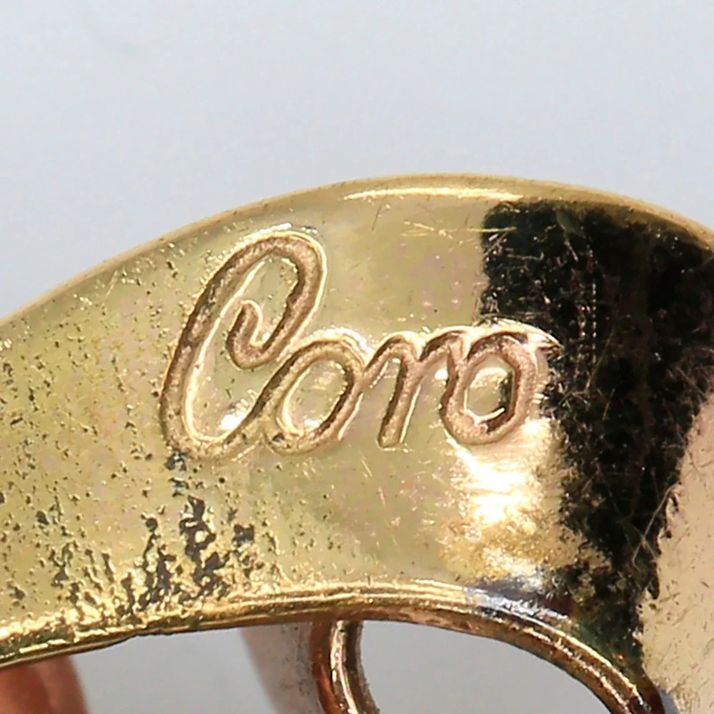 Vintage Coro Rose Gold Tone Floral Bow Brooch Bracelet Demi Parure Set 1940s