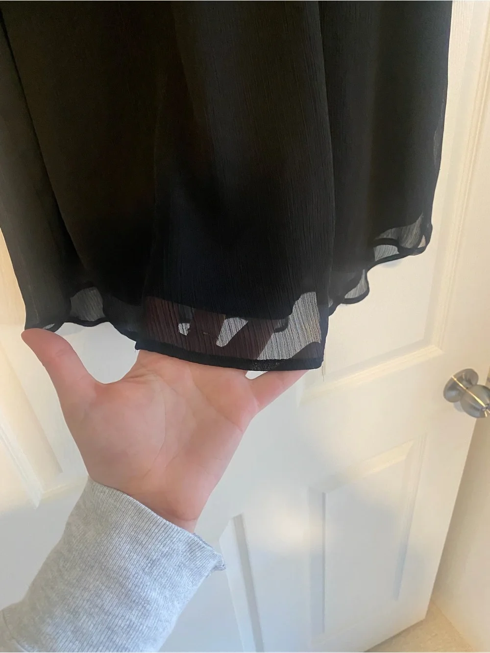 LOFT Black Ruffled Collar Puff Sleeve Blouse