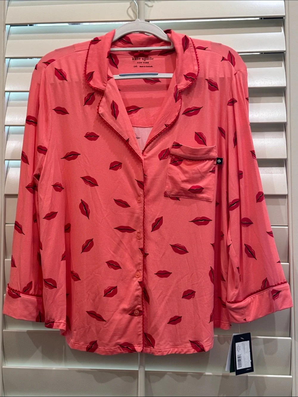kate spade Coral Pink Lip-Print Pajama Set