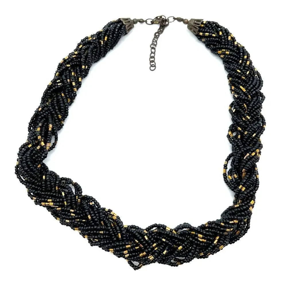 Multi Strand Braided Beads Necklace