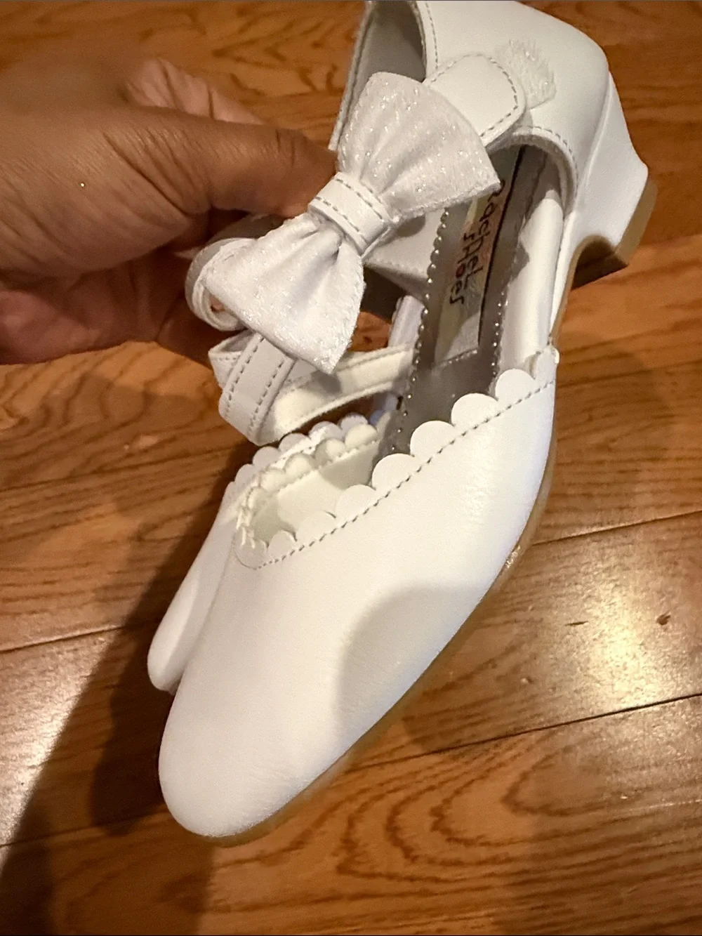 Rachel Shoes White Girls' Bow Strap Mary Jane Dress Shoes