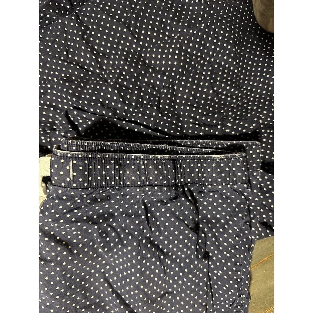 Victoria's Secret Pajama Set Navy Blue Polka Dot Button Down Pants Women M