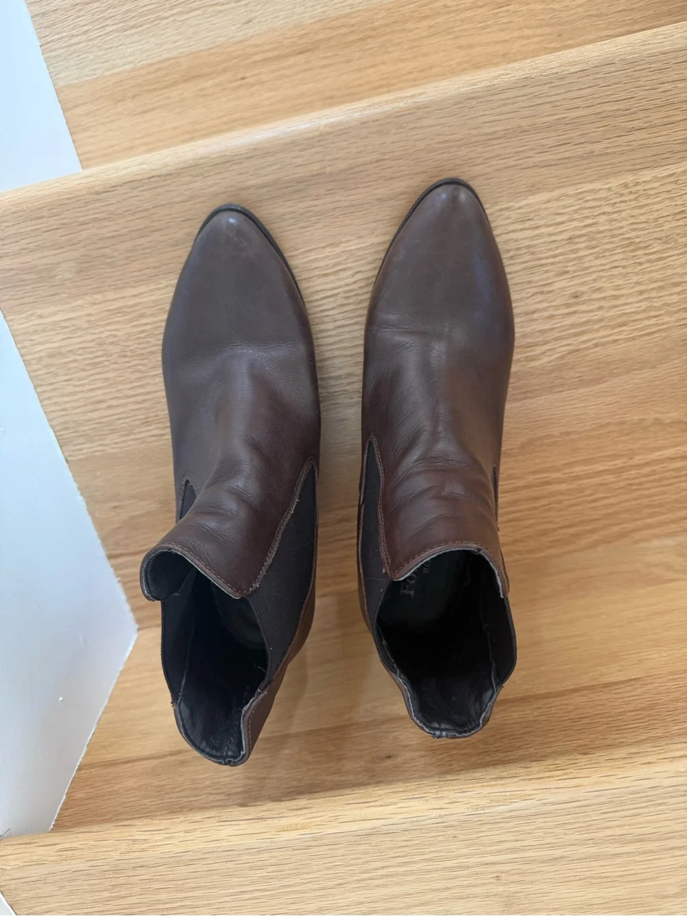 Formentini Brown Leather Ankle Booties with Block Heel and Elastic Side Panels