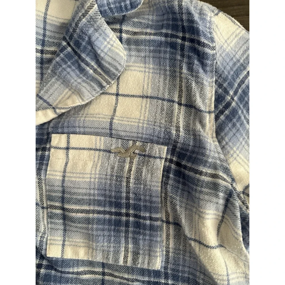 Hollister Pajama Set Womens Small Blue Plaid Sleepwear Shorts Lounge Soft Skater