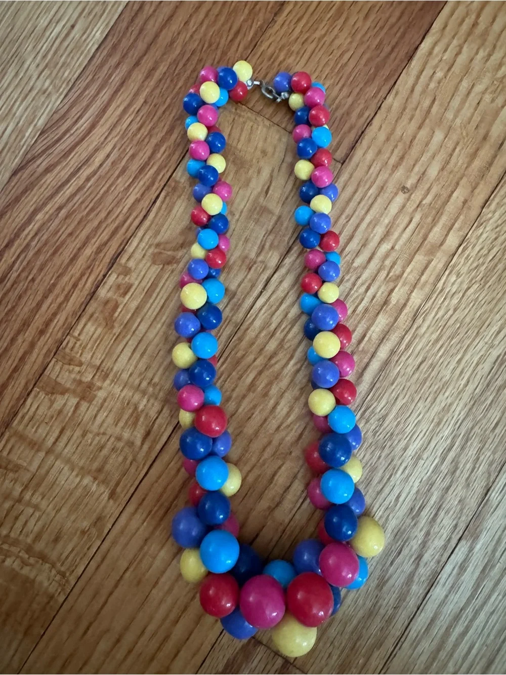 Vintage Colorful Beaded Necklace - Red Blue Yellow Pink