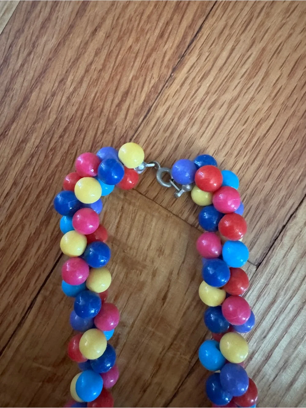 Vintage Colorful Beaded Necklace - Red Blue Yellow Pink