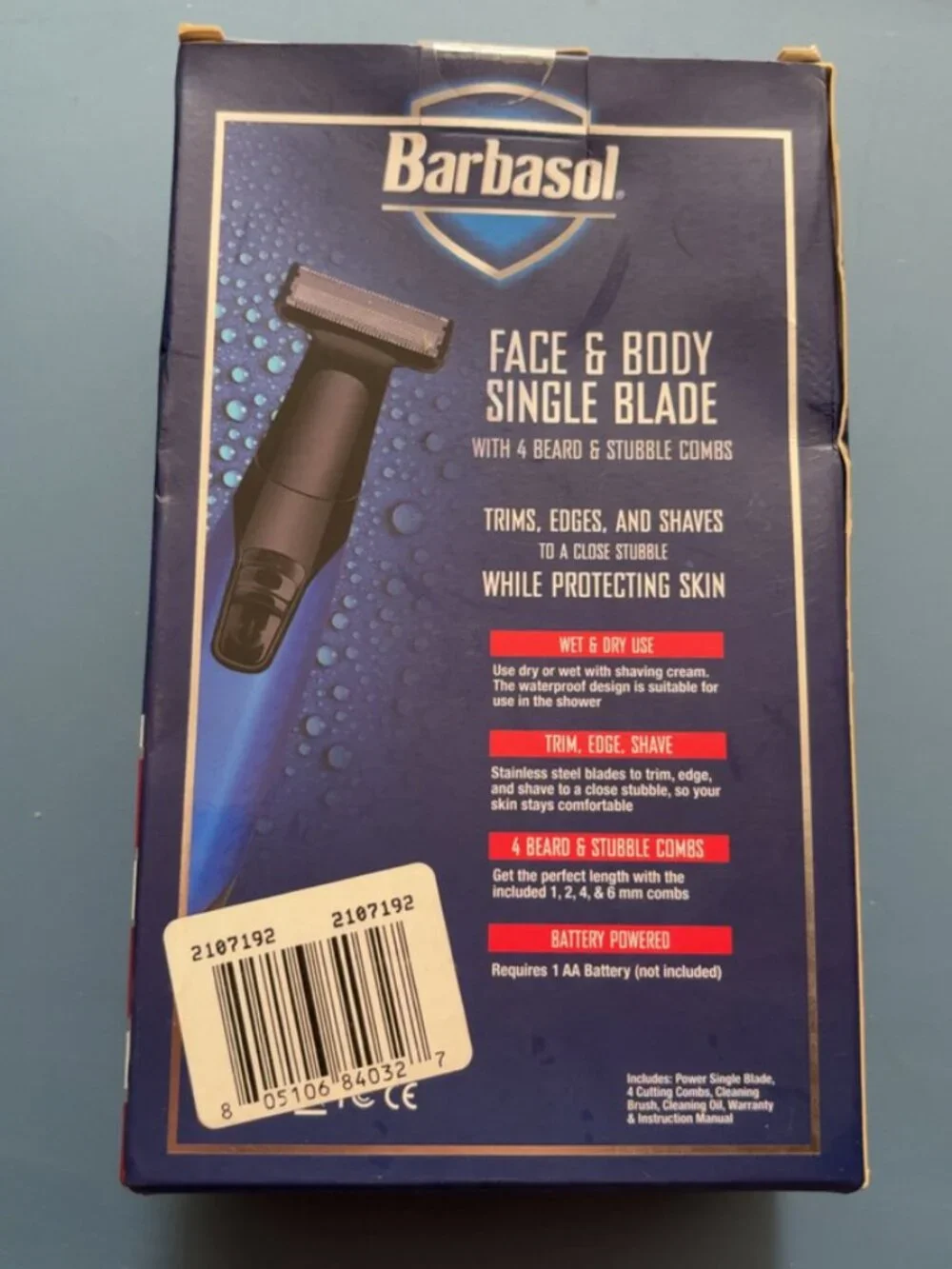 Barbasol Face & Body Single Blade Trimmer - New in Box w/ 4 Combs