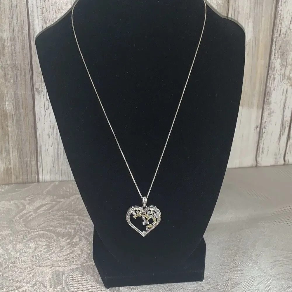 Sterling Silver 925 Heart Pendant Necklace Italy 18”‎