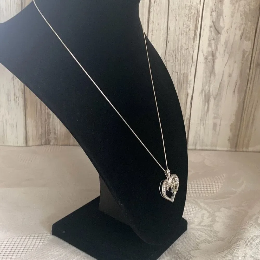 Sterling Silver 925 Heart Pendant Necklace Italy 18”‎