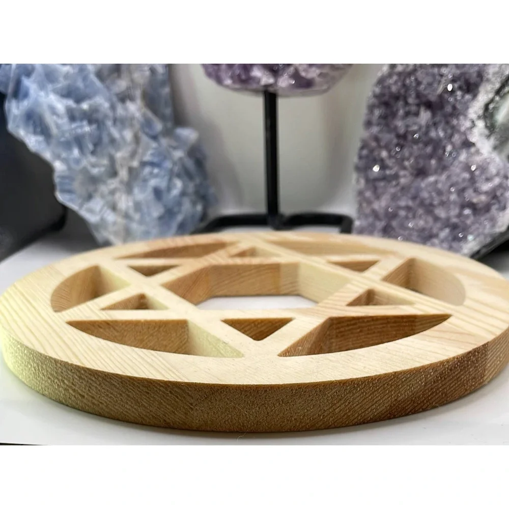 Wood 6-Pointed Star Sphere Holder/Stand