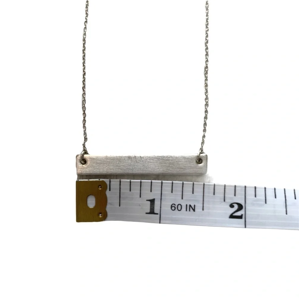 Minimalist Silver Tone Bar Necklace | Layering Necklace Blank Plate Necklace