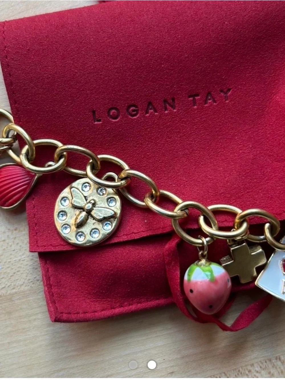 Logan Tay Gold Charm Necklace with Coral Accents - Women's Jewelry