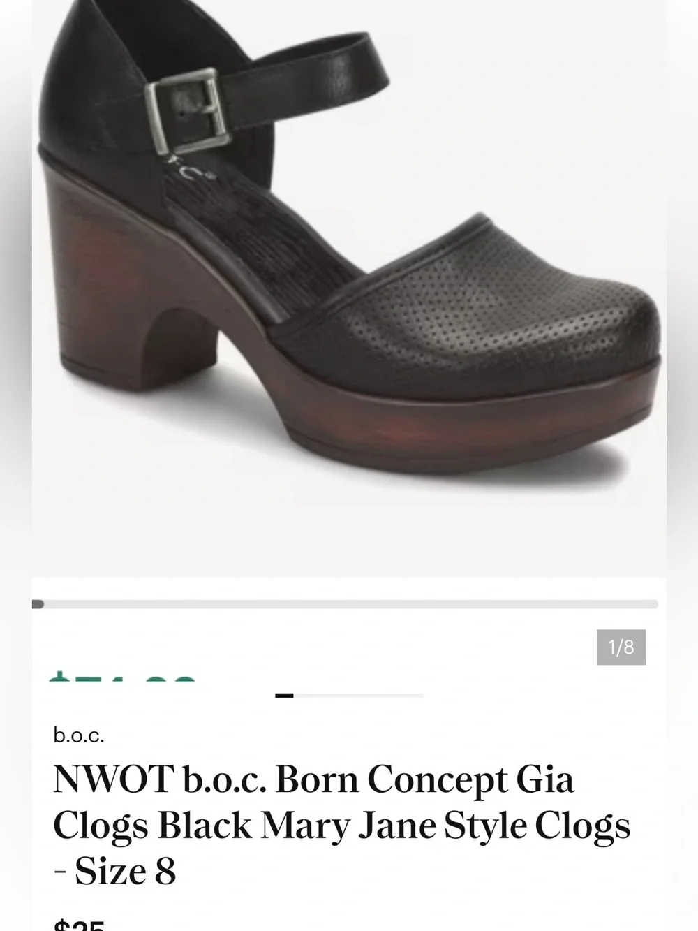 NWOT b.o.c. Born Concept Gia Clogs Black Mary Jane Style Clogs - Size 8