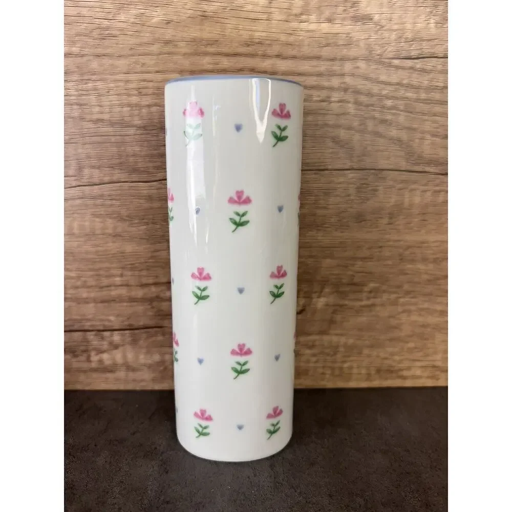 Vintage FTD Floral Hearts White Porcelain 6.5 Bud Vase Japan