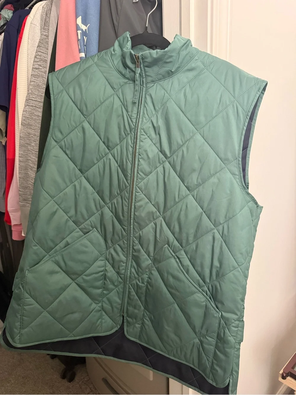 J. Crew Quilted Sleeveless Vest in Teal Green