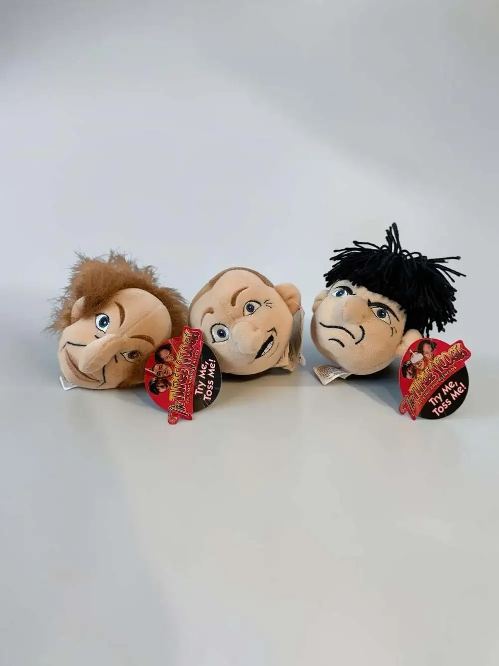 The Three Stooges 1997 Talking Knuckleheads Plush Head Set