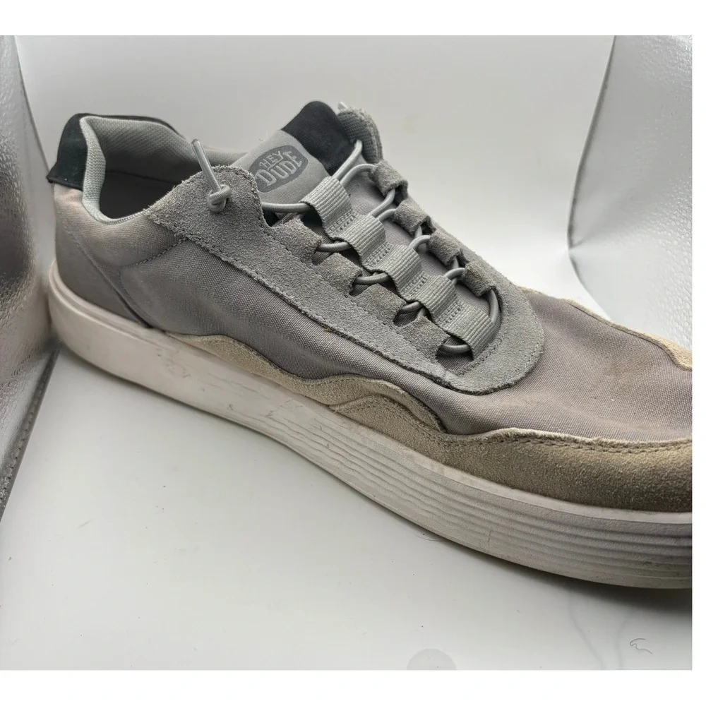 Hey Dude Hudson M Canvas Light Grey Men Sneakers Low Top Slip On Shoes Size 14
