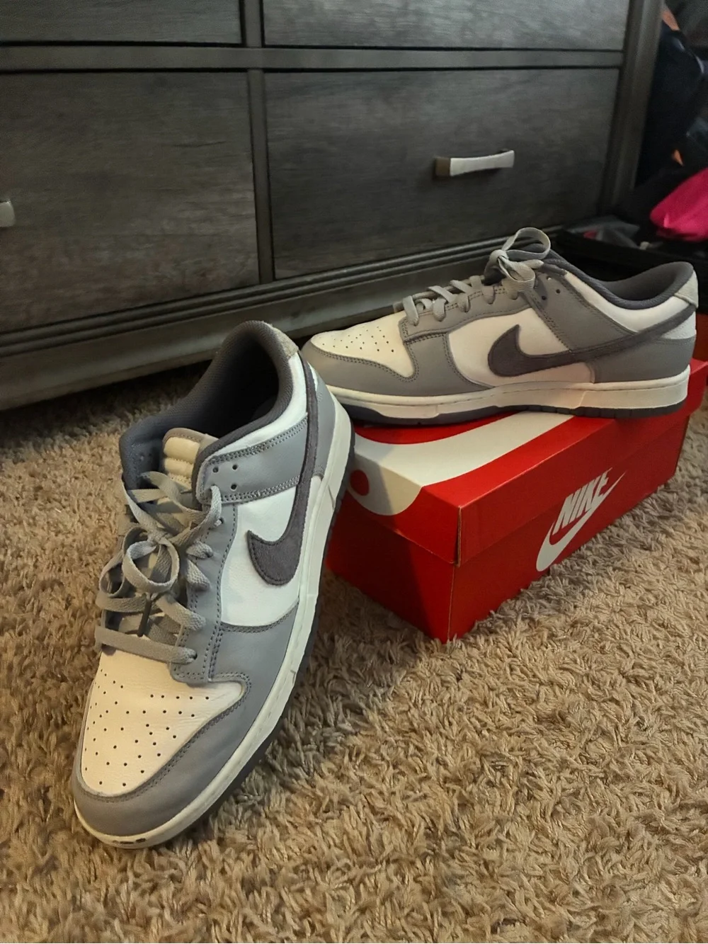 Nike Men’s Low-Top Sneakers in Light Gray and White