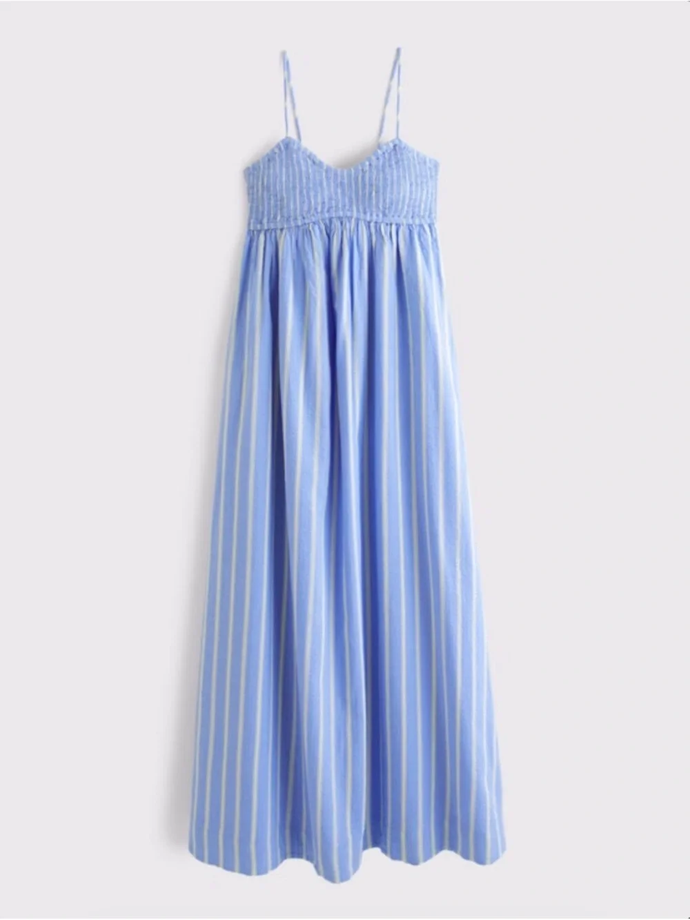 Abercrombie Blue Striped Smocked Maxi Dress