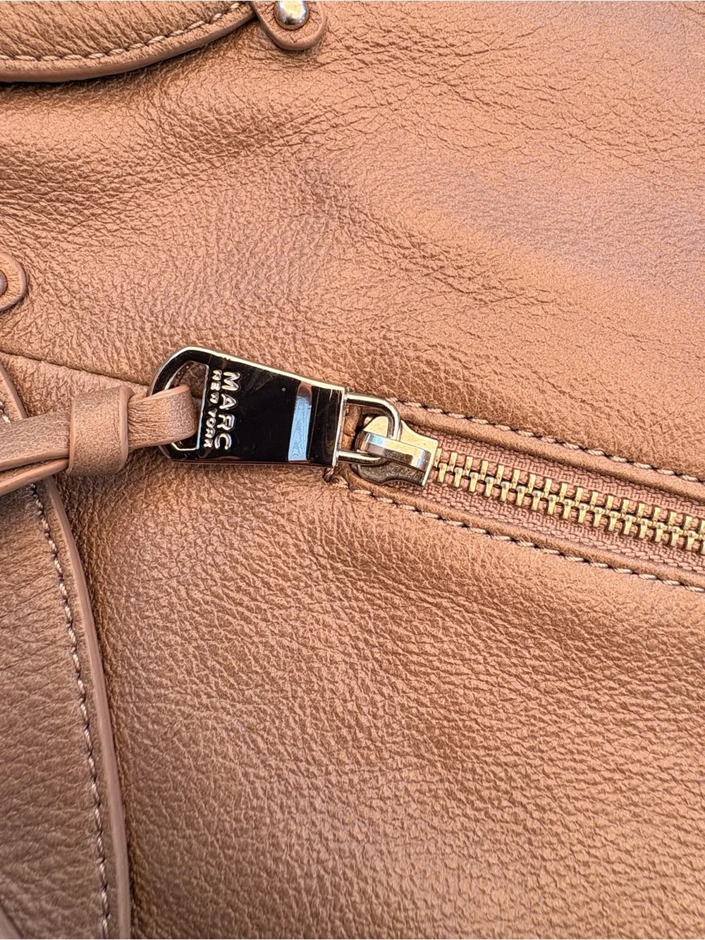 Andrew Marc Tan Pebbled Leather Hobo Shoulder Bag