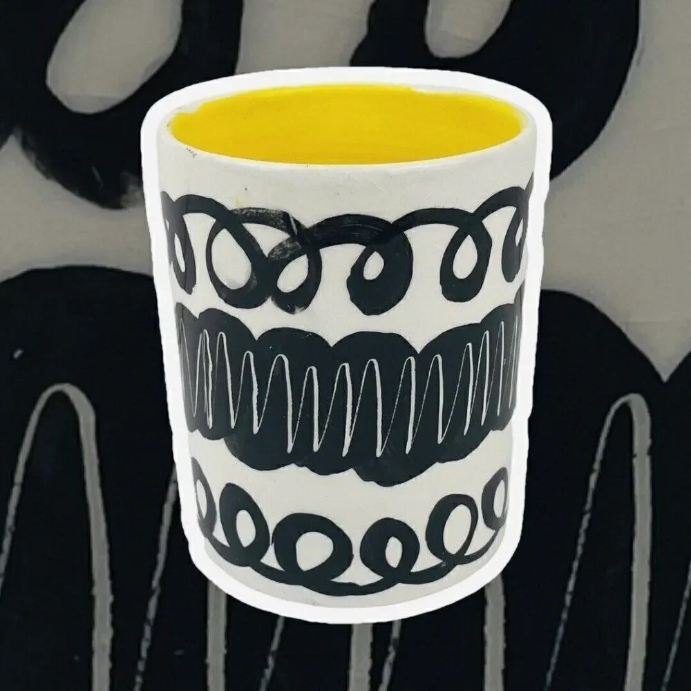 Vintage 1996 Signed Reckless Designs Ceramic Vase Caddy Cup UK Pottery Handmade