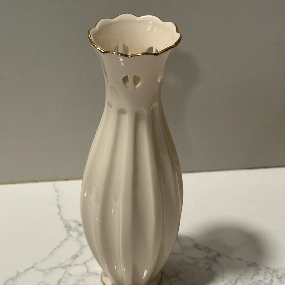 Lenox Ivory and Gold Trim Bud Vase