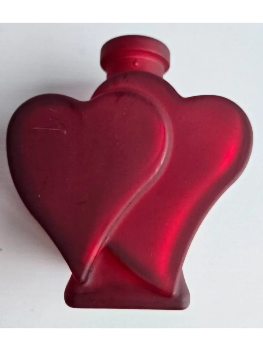Dual HeartShaped Matte Translucent Red Pressed Glass Vase 5