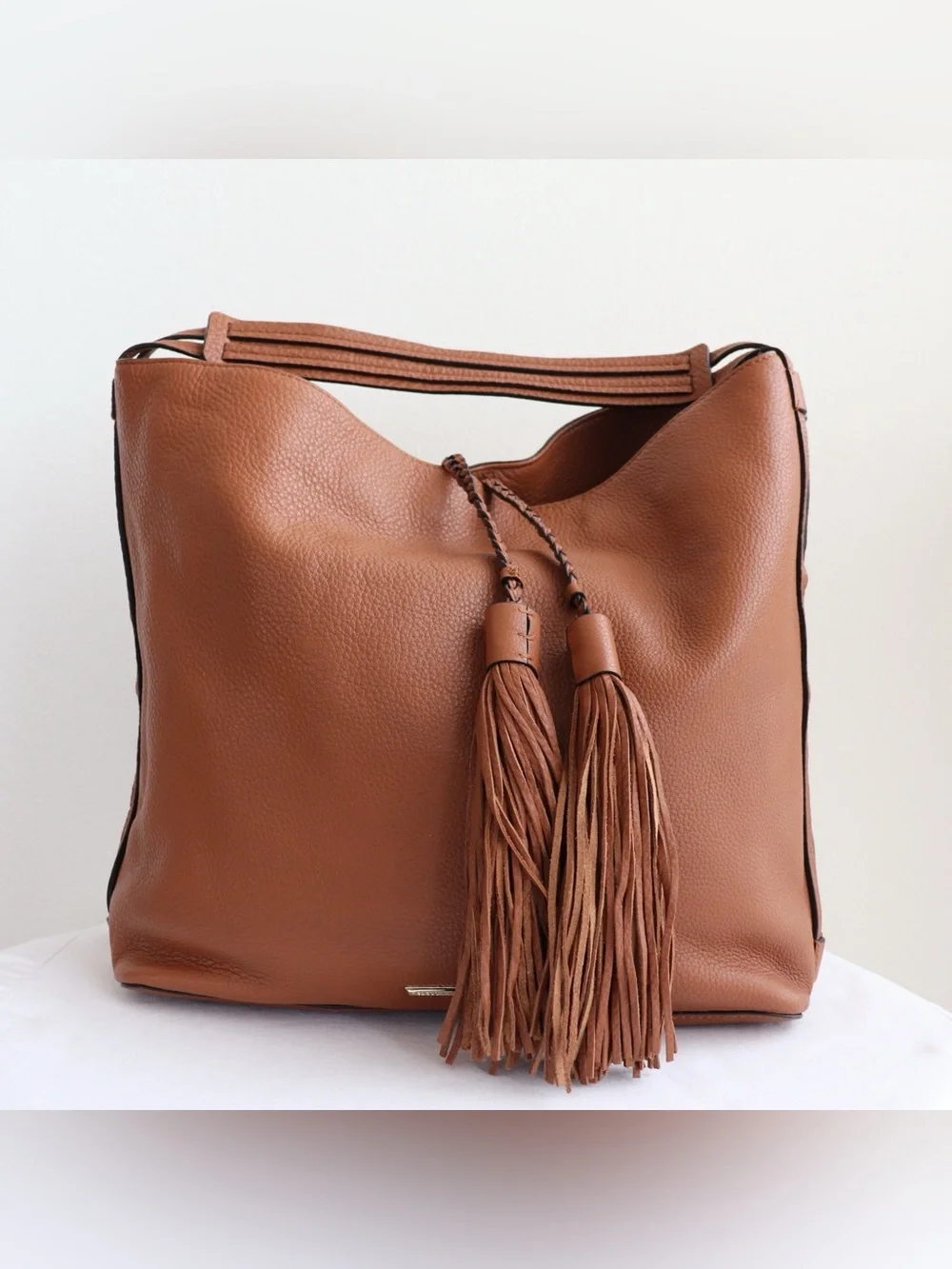 Rebecca Minkoff Isobel Large Brown Soft Leather Shoulder Hobo Bag Tassel Accent