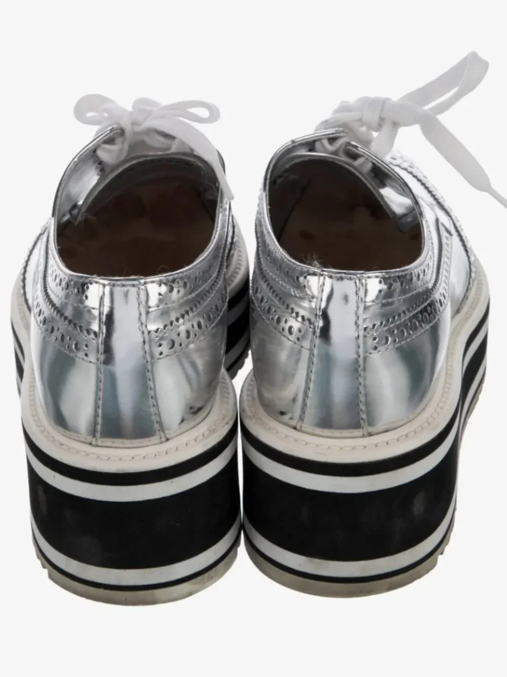 Metallic Silver Leather Square-Toe Platform