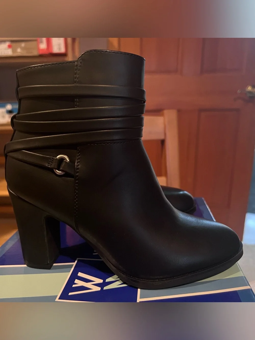White Mountain Black Wrap-Detail Ankle Booties