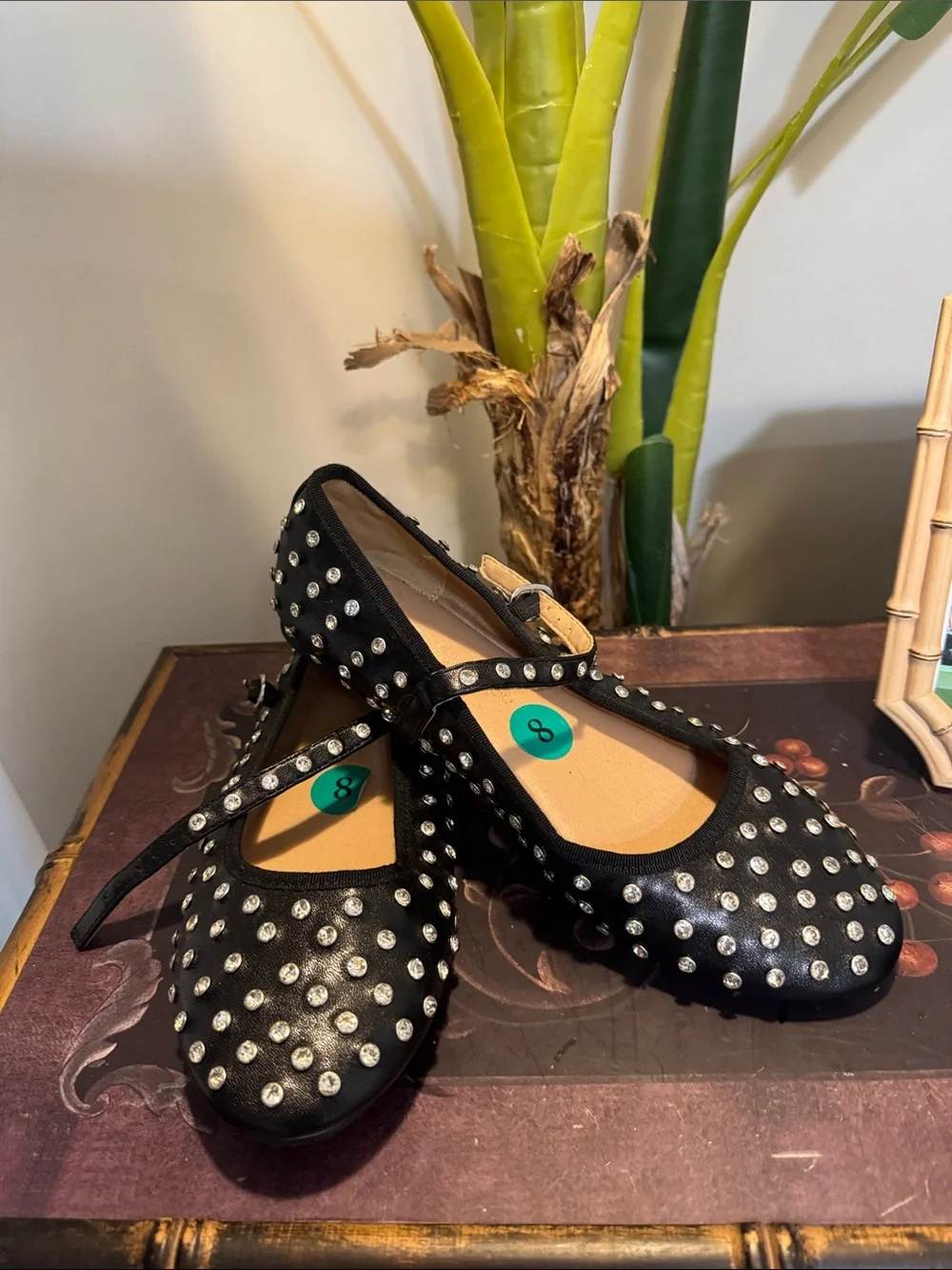 House of Harlow 1960 Black Studded Mary Jane Flats