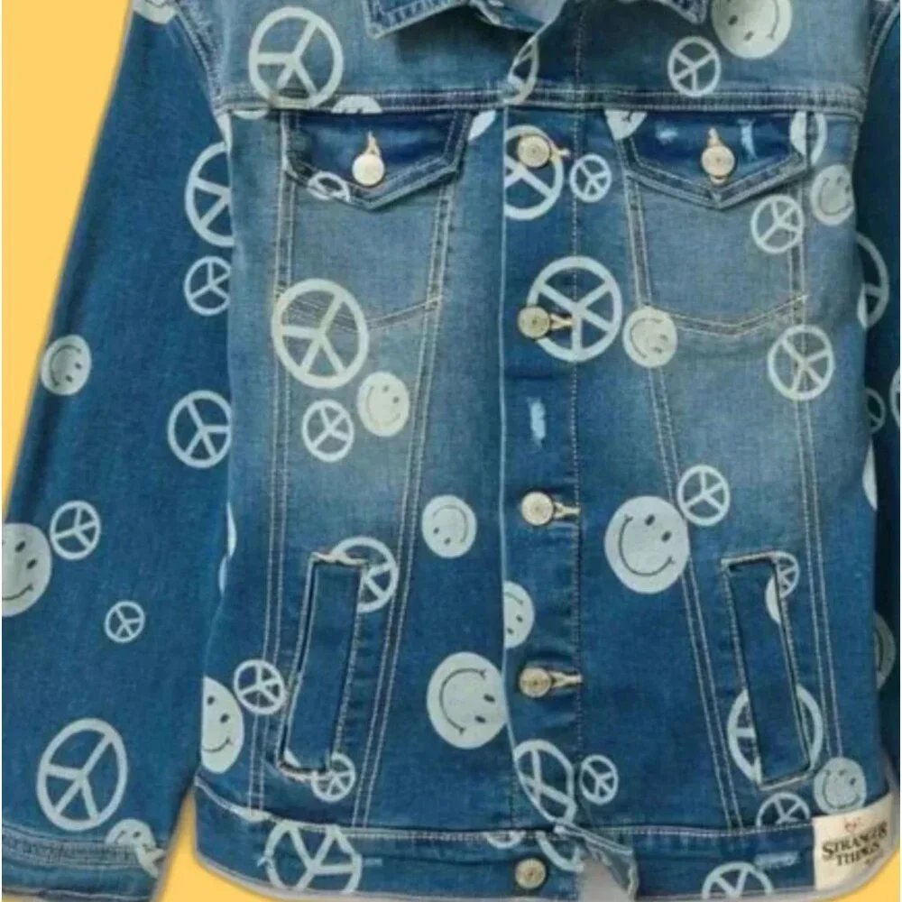 JUSTICE Girls S STRANGER THINGS Denim Jacket SIZE 7-8 NEW