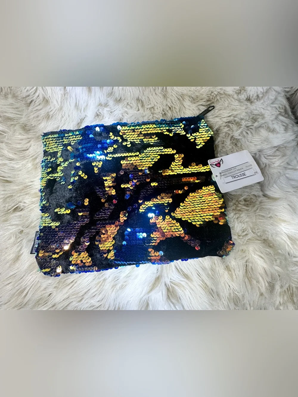 Fashion Angels Style Lab Reversible Sequin Velvet Pouch Bag Gold Blue NWT